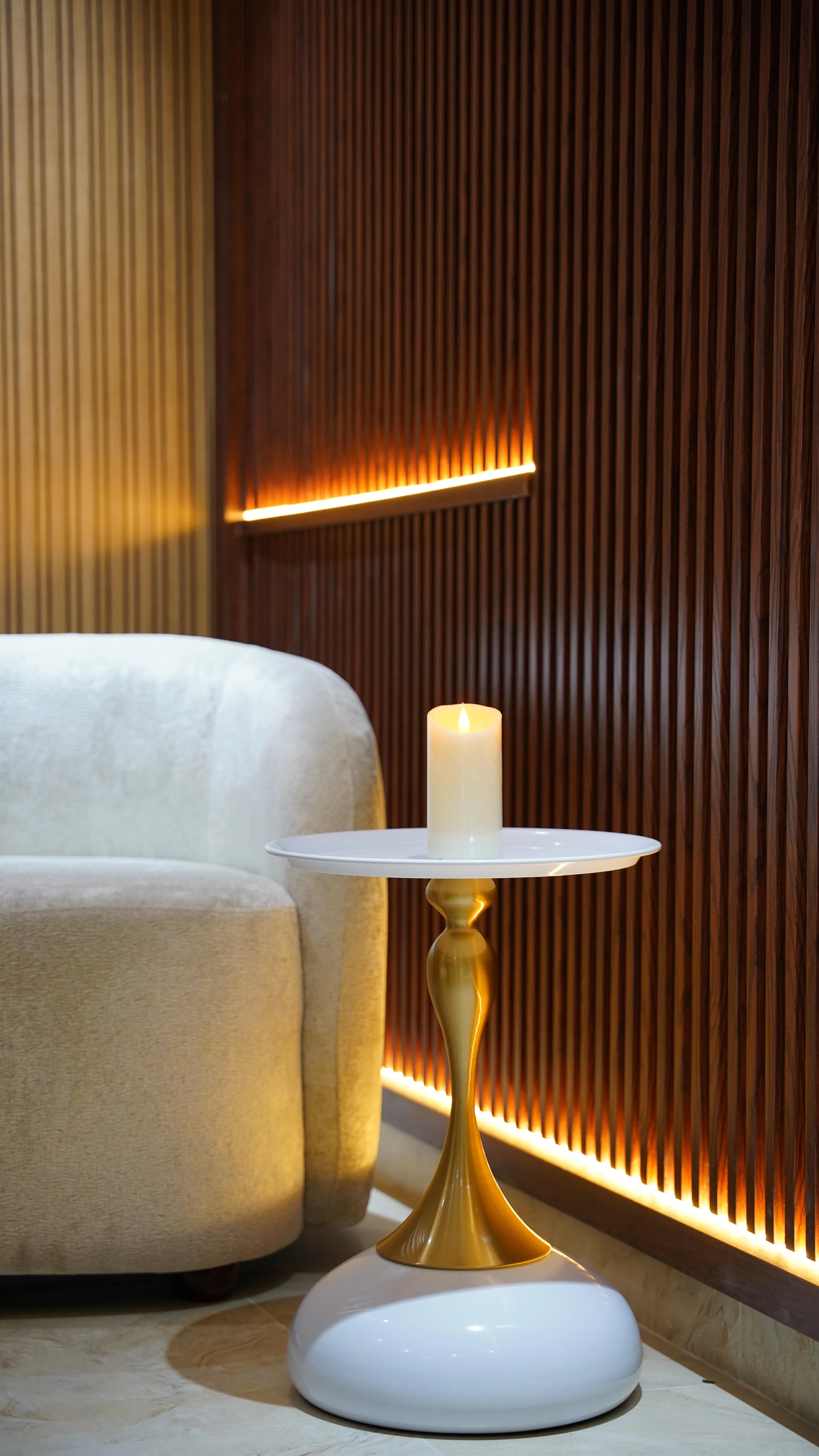 Candlelit spa lounge detail at The Boss Spa Dubai